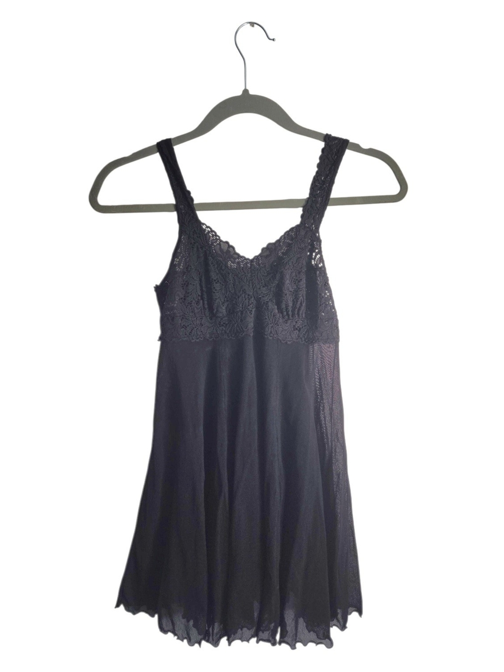 VINTAGE RARE Cosabella Black Lace-Trim Mesh Chemise